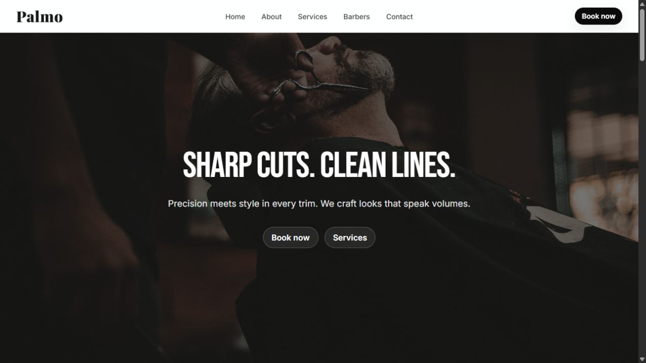Palmo barbershop concept website